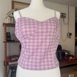 Timing Pink and White Fitted Bustier Camisole